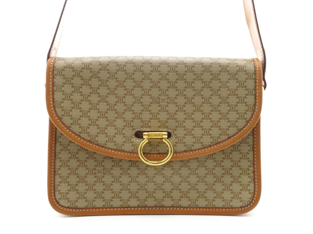 Celine Macadam Shoulder Bag Beige Cream